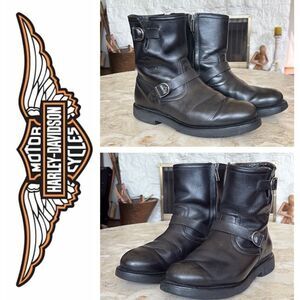 Harley-Davidson Leather Motorcycle Boots Side Zip